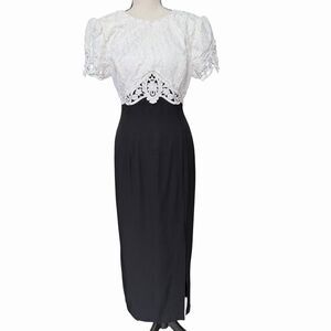 Vtg Scott McClintock Lace Maxi Dress Goth Prairie Romantic Formal Small